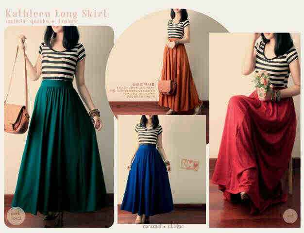 Kathlen long skirt 100rb, jearsey fit to L ready